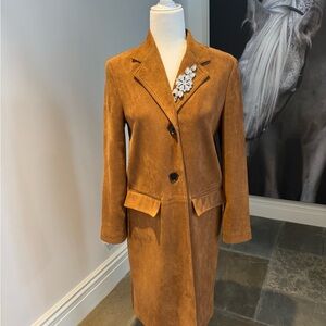 Zara Camel Faux Suède Tailored Coat Women small